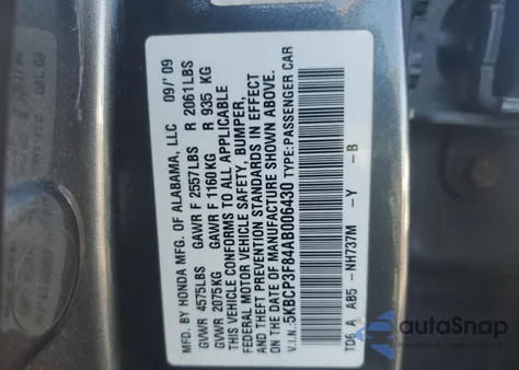 2010 Honda Accord Exl z USA, uszkodzony, nr VIN 5KBCP3F84AB006430
